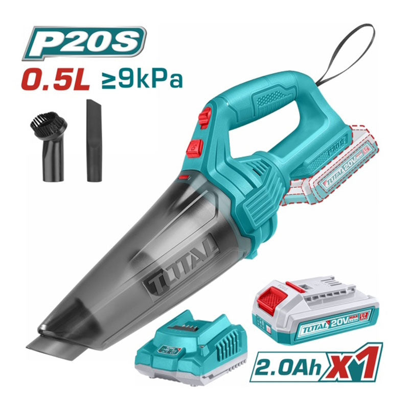 Total TVLI20126 | Cordless Vacuum Cleaner - 20V 0.5L with Battery & Charger