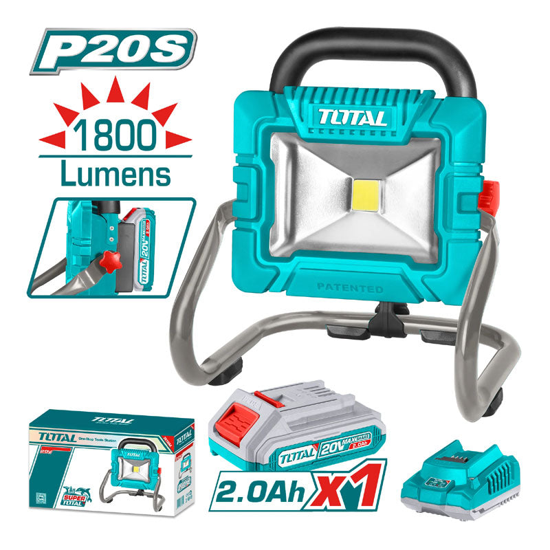 Total TWLI20258 | Cordless Portable Lamp - 20V 1800lm with Battery & Charger