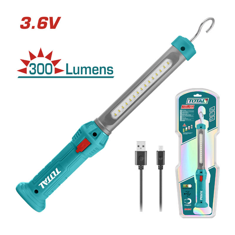 Total TWLI35261 | Rechargeable Work Lamp - 300lm with USB Charging Line