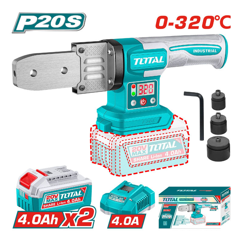 Total TWTLI20182 | Cordless Plastic Tube Welding Tool - 20V 20-32mm with Batteries & Charger