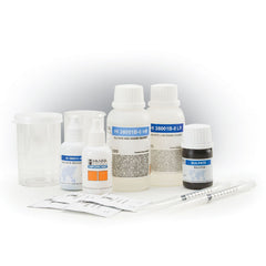 A sulfate test kit by Hanna, including bottles, beakers, syringes, and other laboratory supplies necessary for water testing.