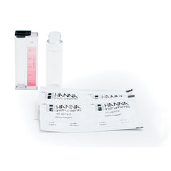 Hanna Nitrite Test Kit HI3873 packaging with test tubes, reagents, and color comparison chart.