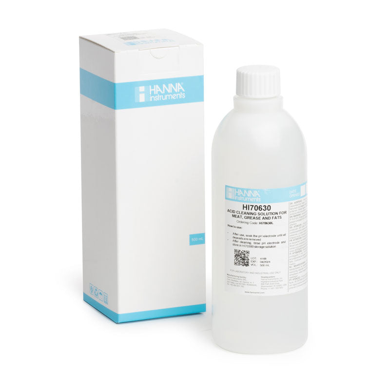 HI70630L | Hanna Acid Cleaning Solution for Meat Grease & Fats (500mL)