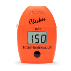 Orange Hanna Total Hardness LR HI735 meter with digital display on a white background