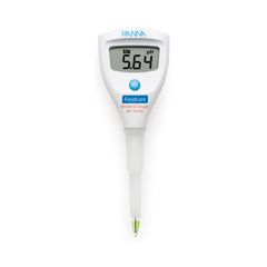 HI981038 Hanna brand pH tester for bread and dough with a digital screen and a probe, displaying a pH level reading.