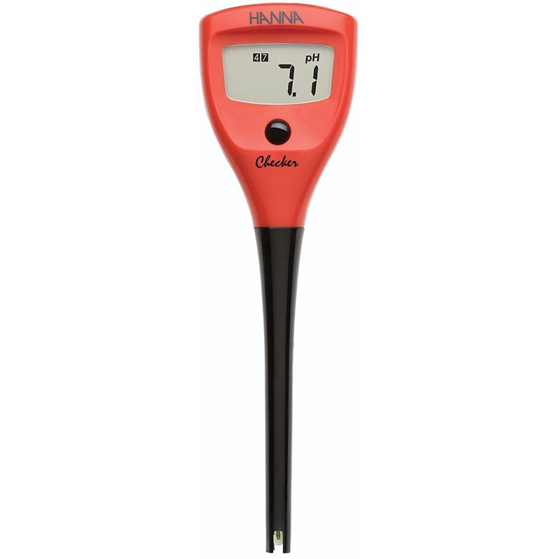 HI98103 Hanna pH Meter red color with long pH electrode to insert it in narrow neck flasks or cylinders. 