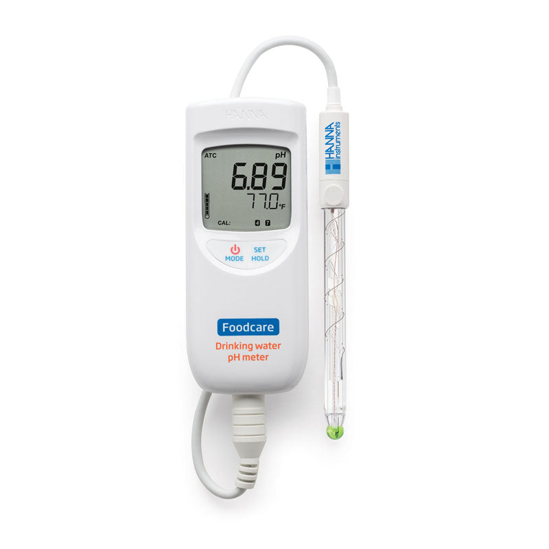 Hanna HI99192 Foodcare pH meter for drinking water on a white background