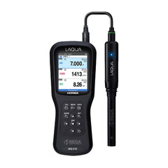 HORIBA LAQUA WQ-310 | Single-Channel Smart Handheld Water Quality Meter featuring a black handheld unit with a colour LCD screen and a separate black probe, shown on a solid white background.