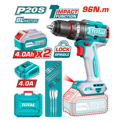 TOTAL TIDLI20968 20V Cordless Impact Drill Kit (2x 4.0Ah Batteries)
