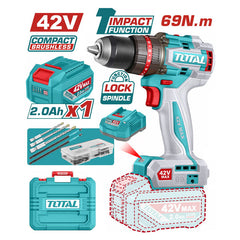 Total TIDLI426981 | Compact Cordless Impact Drill - 69 N.m with Battery & Charger