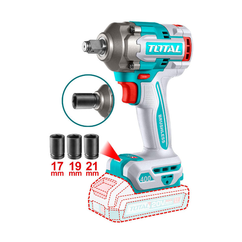 TIWLI2040 | Total Li-ion Cordless Impact Wrench 400N.m - 20V