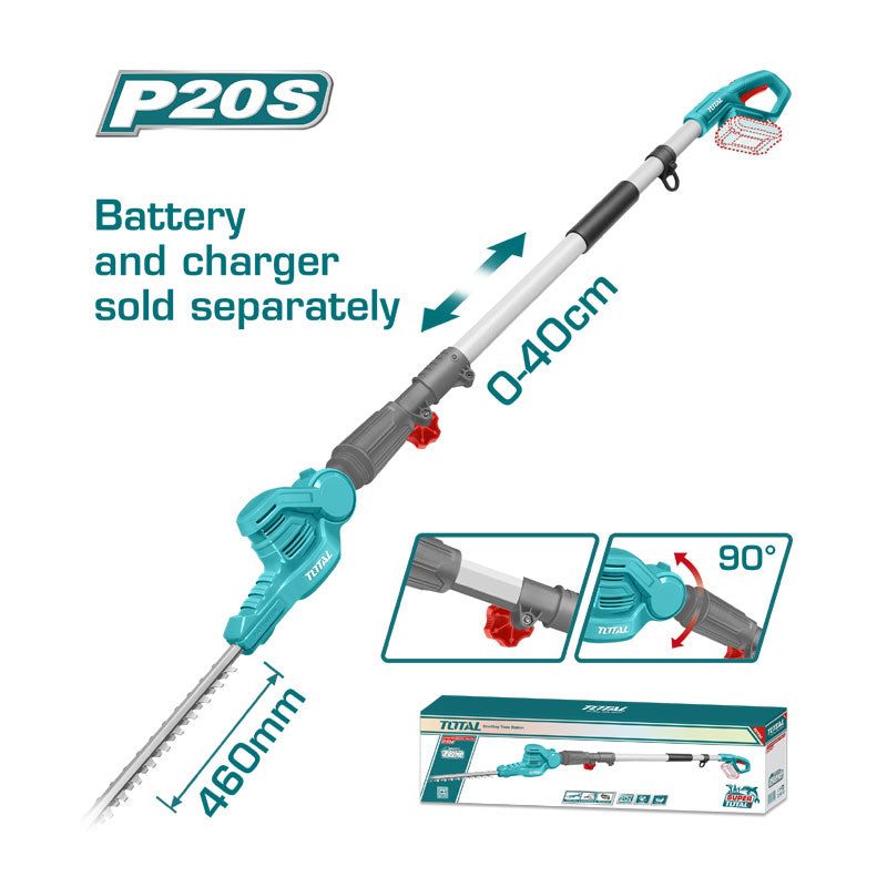 Total TPHT201601 | Cordless Pole Hedge Trimmer - 20V 2.4m Bare Tool