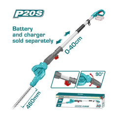Total TPHT201601 | Cordless Pole Hedge Trimmer - 20V 2.4m Bare Tool