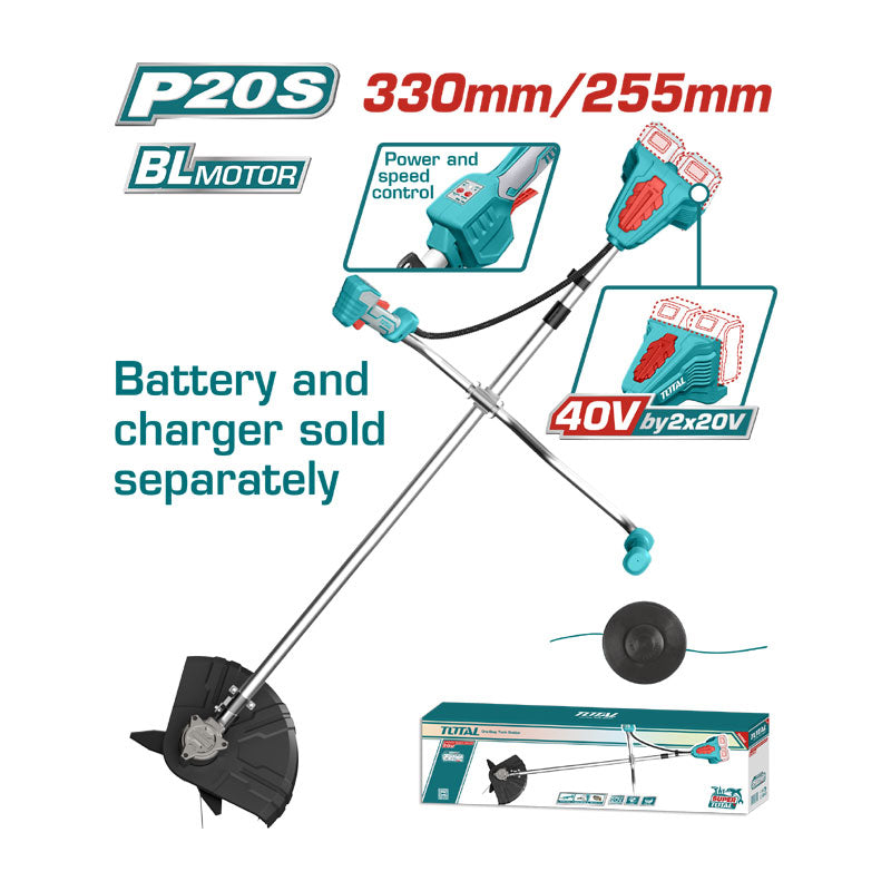 TOTAL TSTLI20018 40V Cordless Brush Cutter and String Trimmer (Bare Tool)