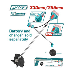 TOTAL TSTLI20018 40V Cordless Brush Cutter and String Trimmer (Bare Tool)