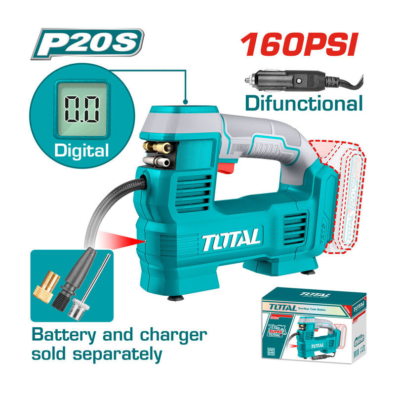 Total TACLI2012 | Cordless Auto Air Compressor - 20V 160PSI Bare Tool