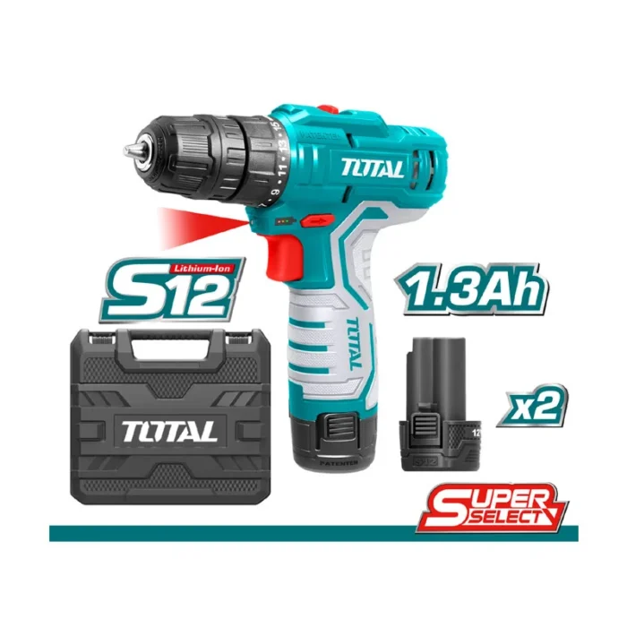 Total TDLI12325 Cordless Drill 10mm - 12V - 1.5Ah Battery